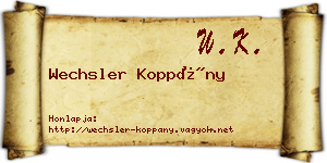 Wechsler Koppány névjegykártya